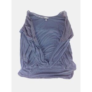 Black Laser Cut Sheer Yoke Blouse Womens XS Long Sleeve Boho Witchcore Top